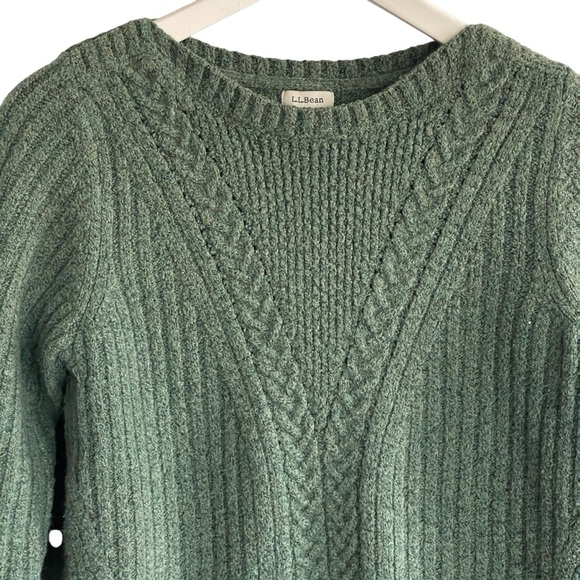 L.L. Bean Cable Sweater Crewneck Green Size XS - Picture 3 of 7